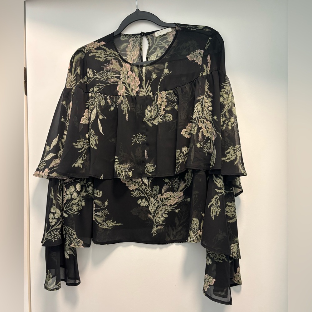 Leith Black Floral Blouse